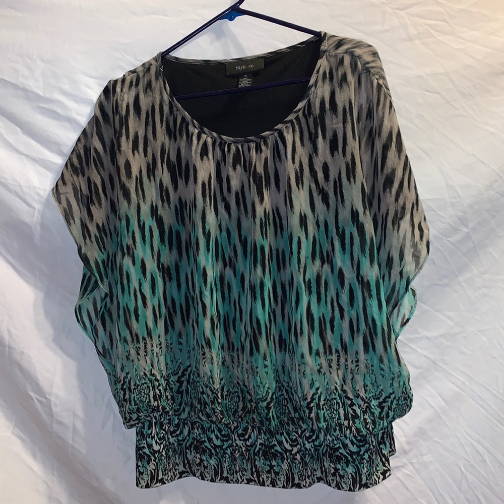 white and blue style&co. blouse